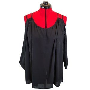 Black Torrid Cold Shoulder 3/4 Sleeve Blouse NWOT Size 2